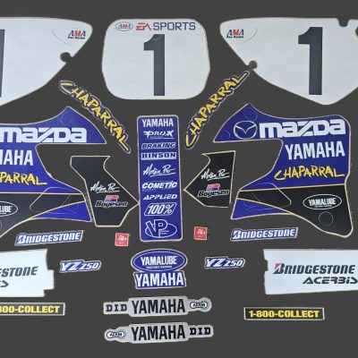 Image Alt Text Suggestions 1999 Yamaha YZ250 McGrath Mazda replica graphics kit full layout