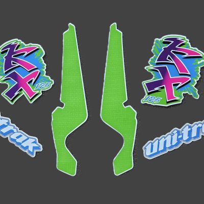 Kawasaki KX125 vintage graphics kit full layout early 90s Uni-Trak style